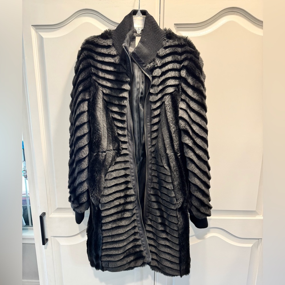 bebe Black Faux Fur Coat